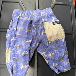 Patagonia Blue Joggers with Tan Animal Print